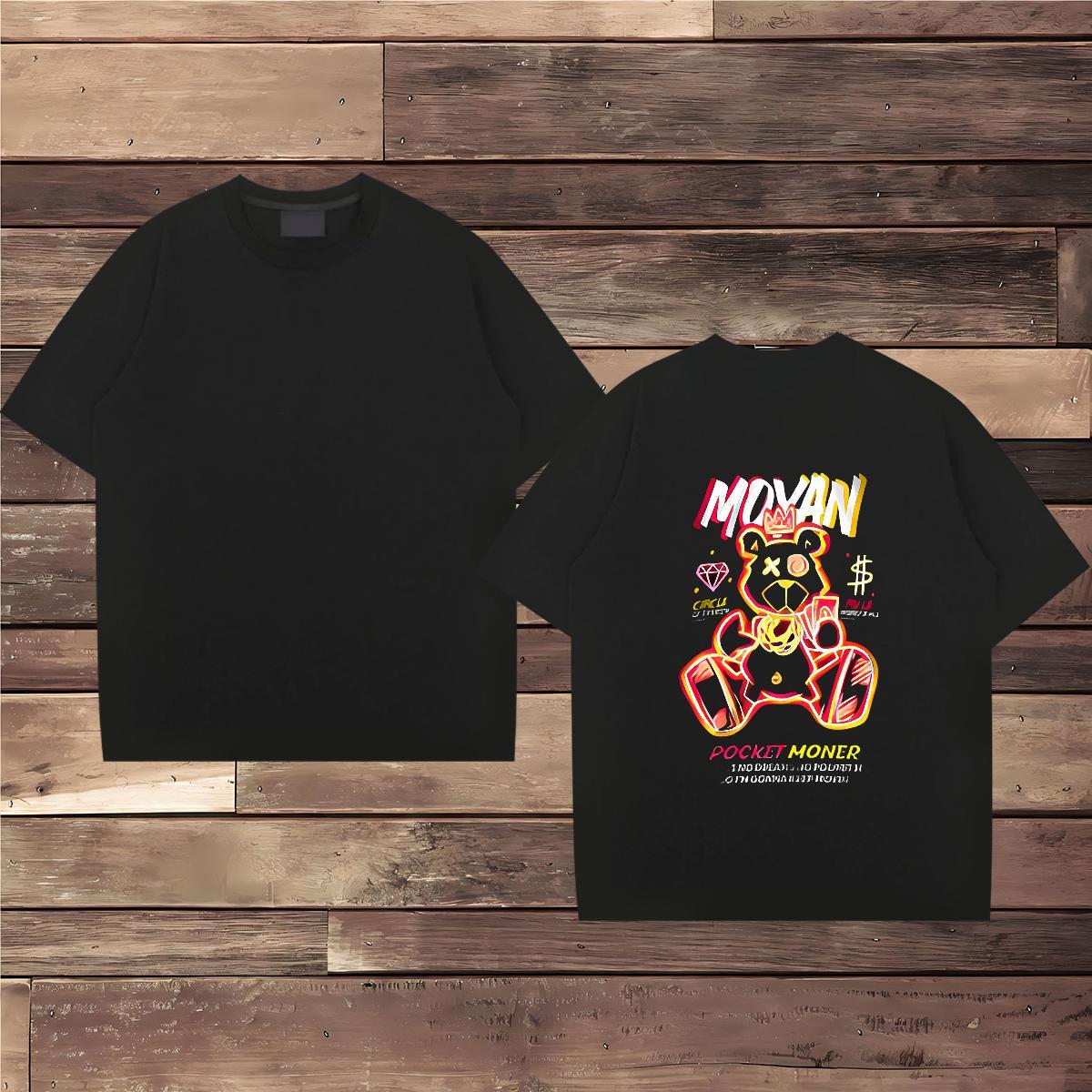 Wholesale T Shirt For Man 230g 100% Cotton bear Casual Daily Wear Tee Shirt Short Sleeve Soft Loose Men Tshirts Custom Printing