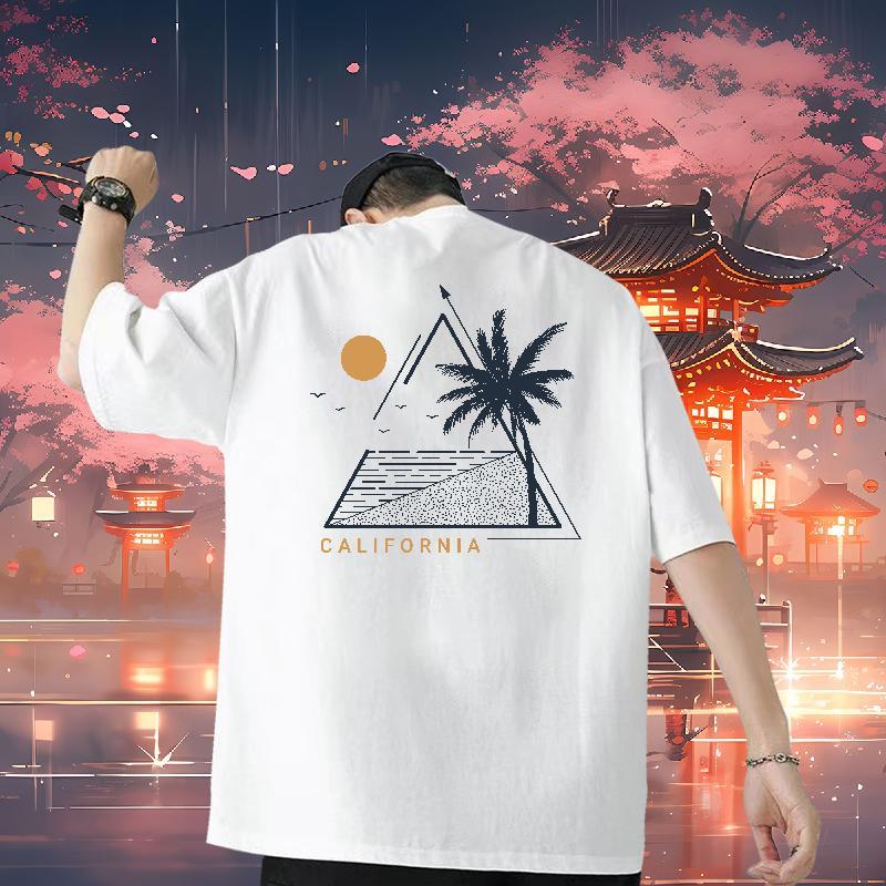 Free Shipping T Shirt For Man 230g 100% Cotton sun Outdoor Tops Tees O Neck Short Sleeves Loose Tshirts White Plus Size