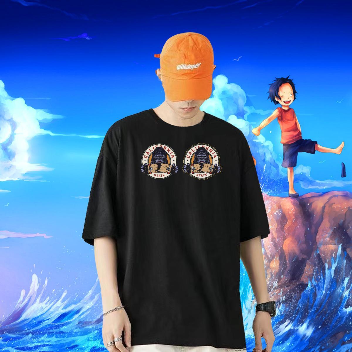 Fashion Mens T Shirts 100% Cotton 230g chimpanzee Beach Polos Breathable Short Sleeve Unisex Couples T Shirts Anime