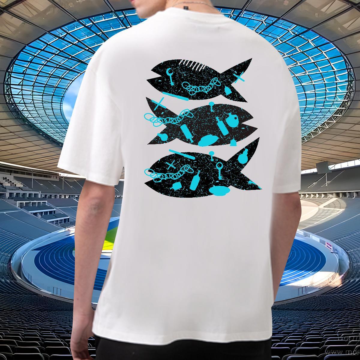 Cool Design Mens Tshirts 230g 100% Cotton fish Man T Shirts Outdoor O Neck Short Sleeves Custom Anime Fashion Casual Wear