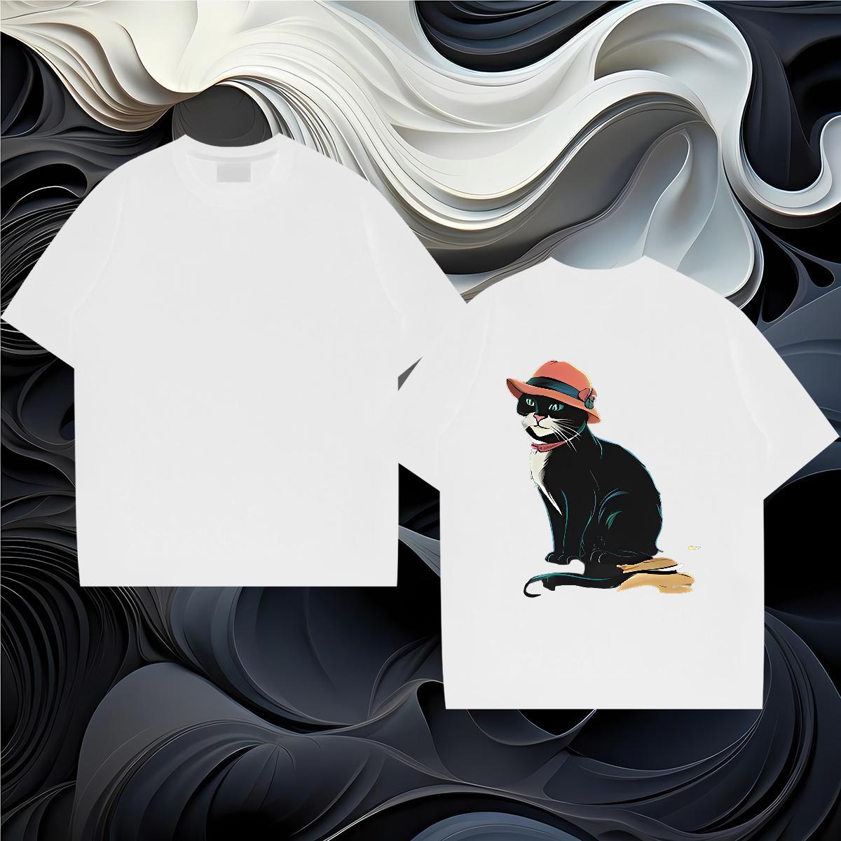 2024 New T-Shirts for Men 230g Pure Cotton Hip Hop Street Tops Tees Crew Neck Breathable Popular Men Clothes T-Shirt Anime Print
