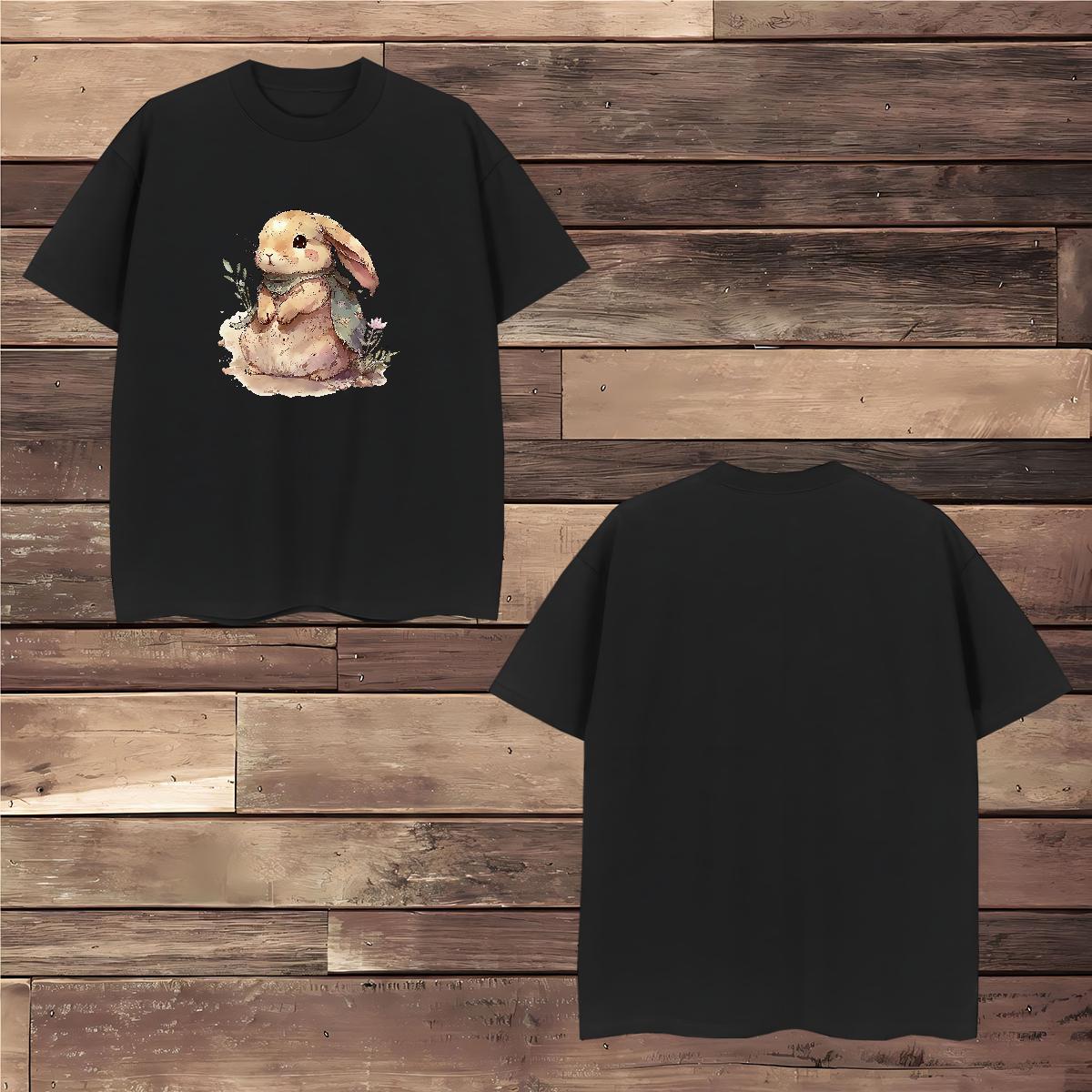 High Quality Men Clothes T-Shirt 100% Cotton 230g rabbit Mens T Shirts Casual Beach Breathable Crew Neck Custom Print Oversized 2024 New Tops