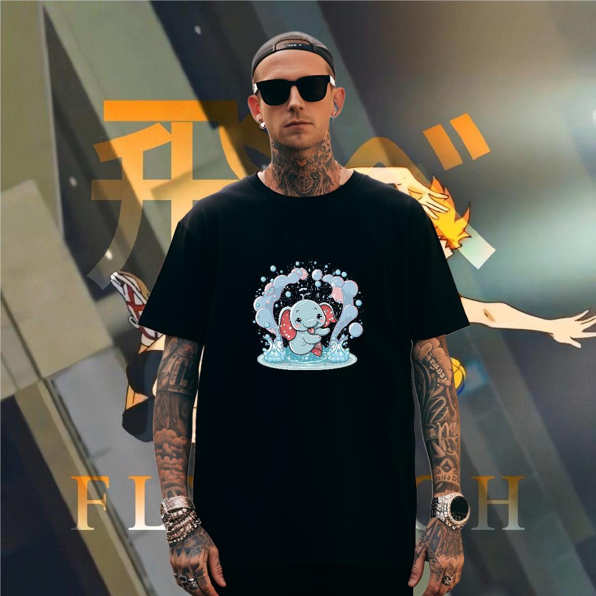 Mens T Shirts 230g Cotton Street Wear Crew Neck White Plus Size Men Tees Fashion Casual Loose Top Tees