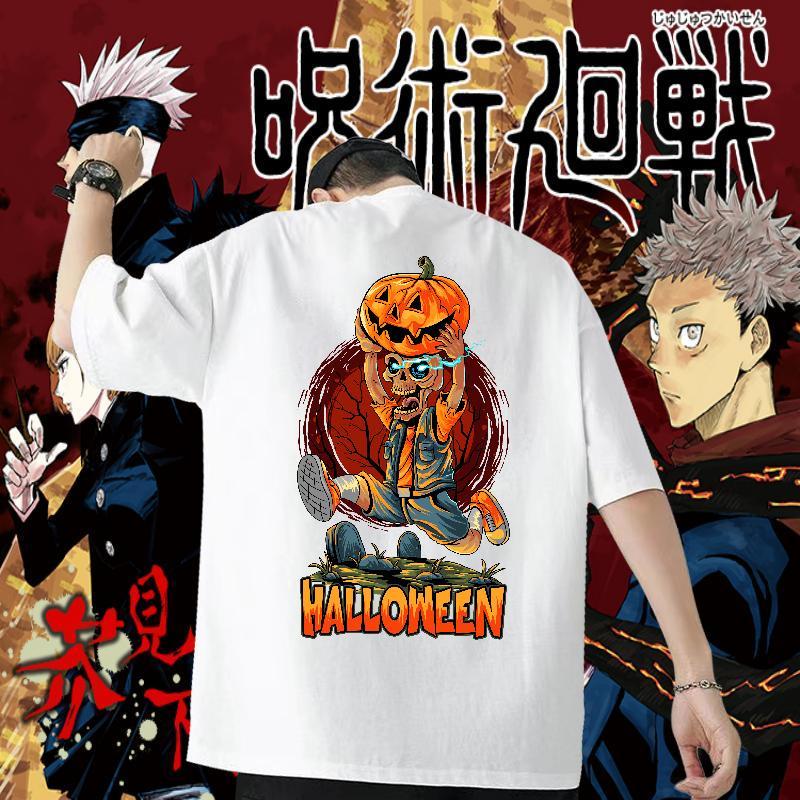 Customized T Shirts Men 230g Pure Cotton Halloween Home Outdoor Tops Shirt O-Neck Short Sleeve Cool Men Tshirts Oversized