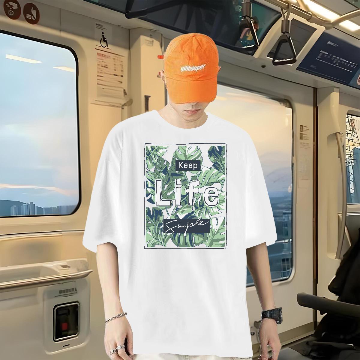 Factory Direct T shirt 230g Pure Cotton tree Casual Tees O-Neck Short Sleeve Loose Couples T Shirts Floral Print