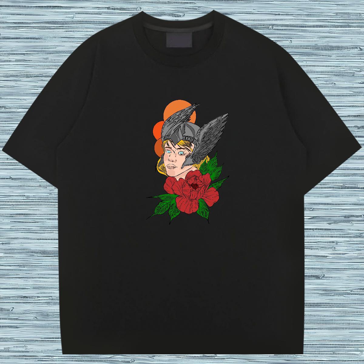 T shirt 230g Pure Cotton portrait Anime Printing Street Breathable Short Sleeve Customized Print Tshirt for Man Woman Fashion Comfortable Tees