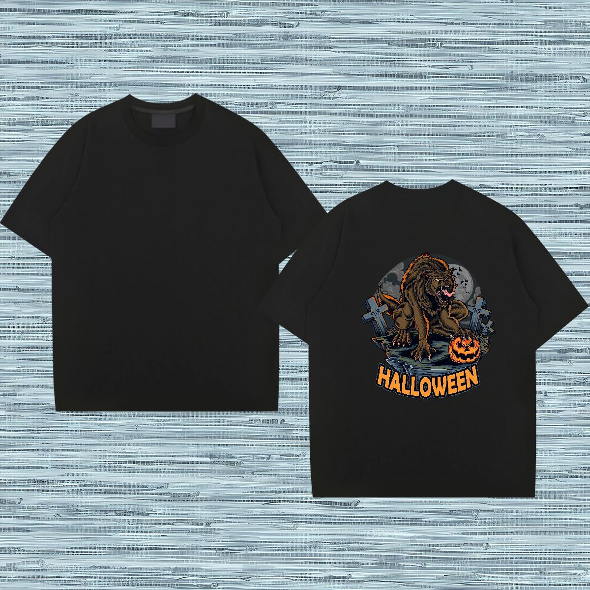 2024 Summer T-Shirts for Men 230g Pure Cotton pumpkin Anime Printing Street Wear Breathable Soft Loose Men Tshirts Custom Big Size