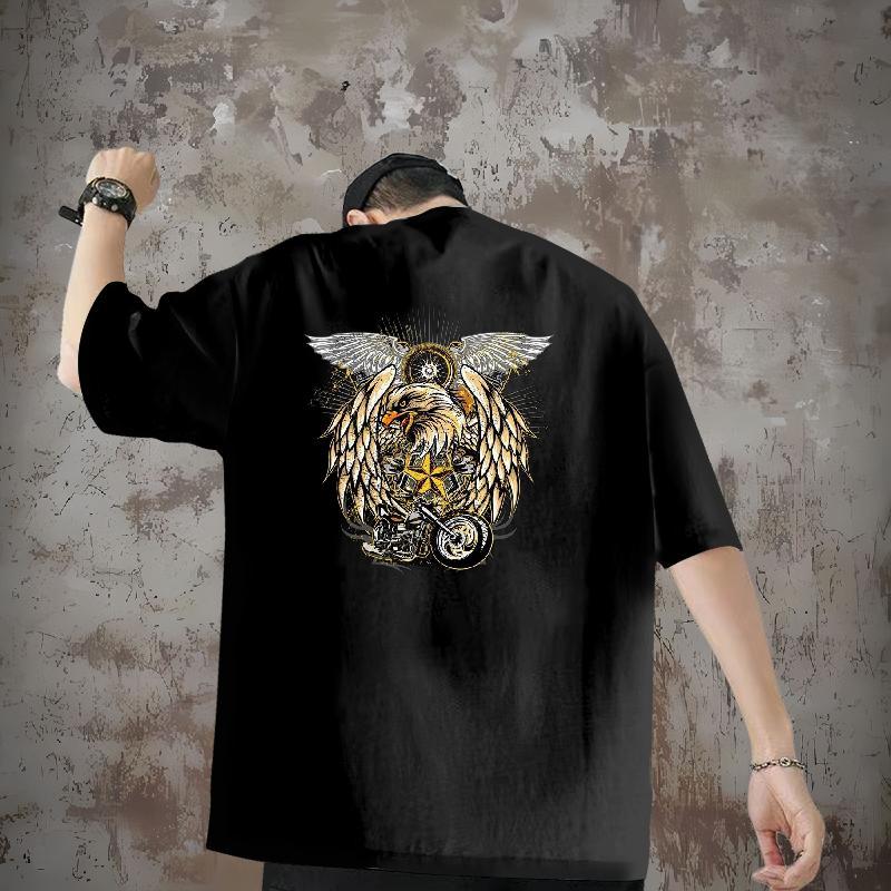 Fashion T-Shirts 230g Pure Cotton eagle Casual Daily Wear Tshirts O Neck Short Sleeves Comfortable Men Clothes T-Shirt Custom Printed