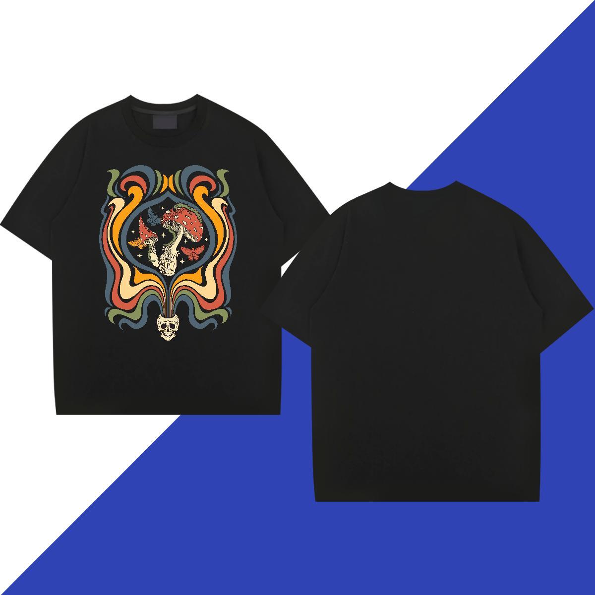 Classic Mens Tshirts 230g Cotton Casual Daily Wear mushroom DIY Printed Breathable Soft New T Shirt For Man Tops Tees