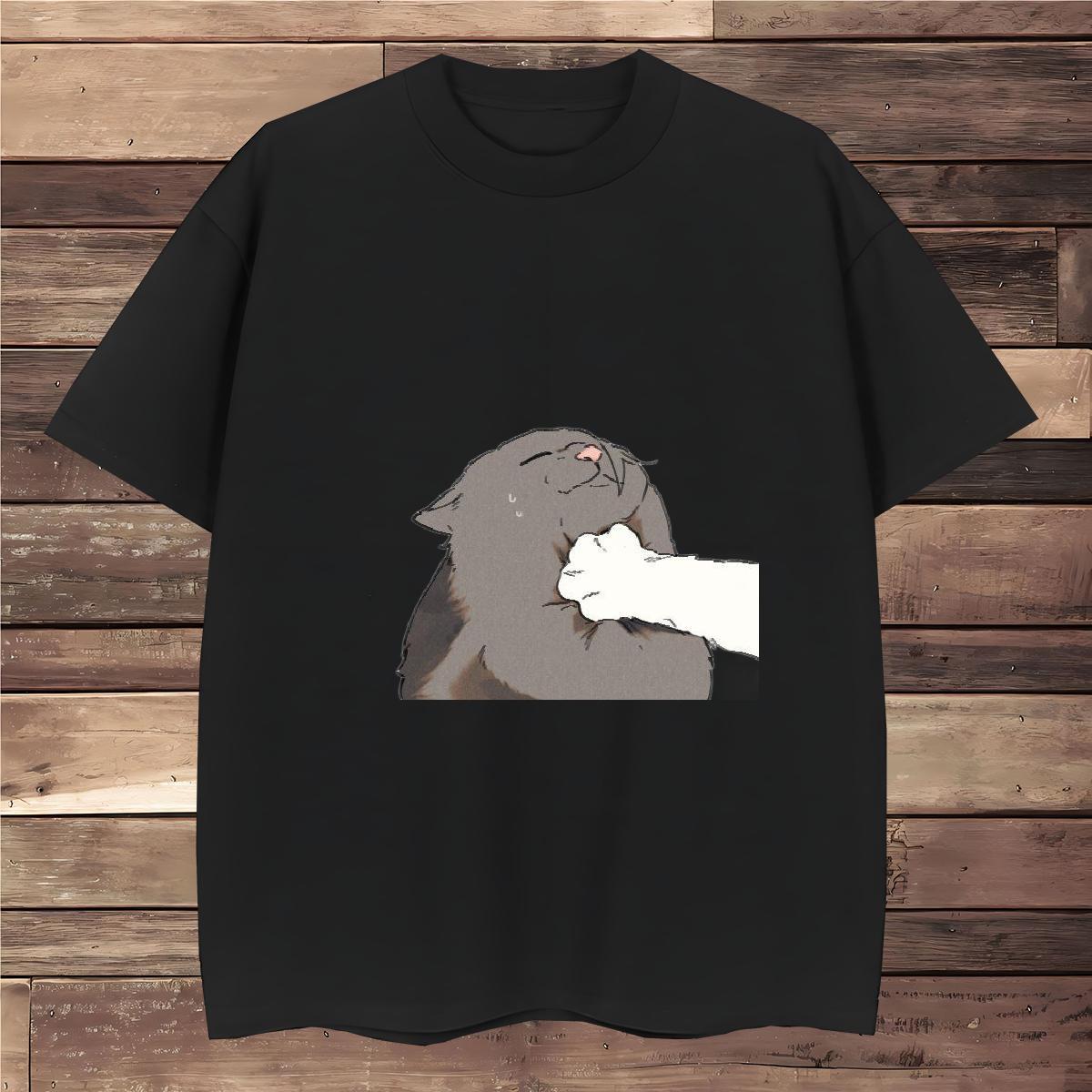 Mens T Shirts 230g 100% Cotton cat Street Wear Breathable Crew Neck DIY Printed Men Tees 2024 Summer Cool Design Tops