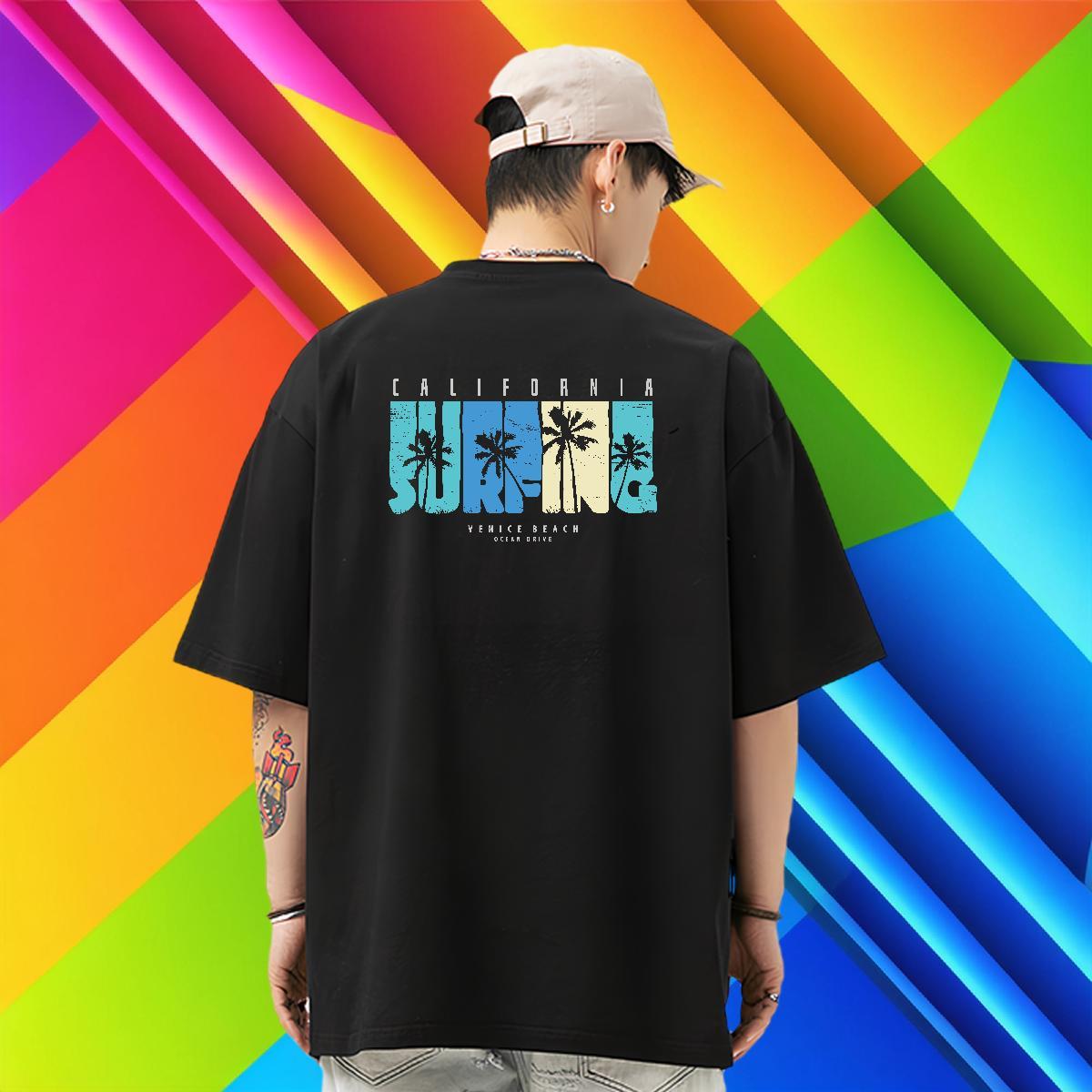 Classic Casual T-Shirts for Men 230g 100% Cotton tree Street Wear Clothings Pure Cotton TOP Quality Men Clothes T-Shirt Custom Print Oversized