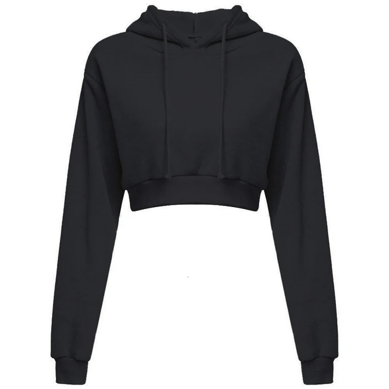 Fashion Women Hoodie Sweatshirt Short Top Coat Sport Pullover Hooded Tops Female Autumn Winter Clothes Crop Top Hoodie 240806