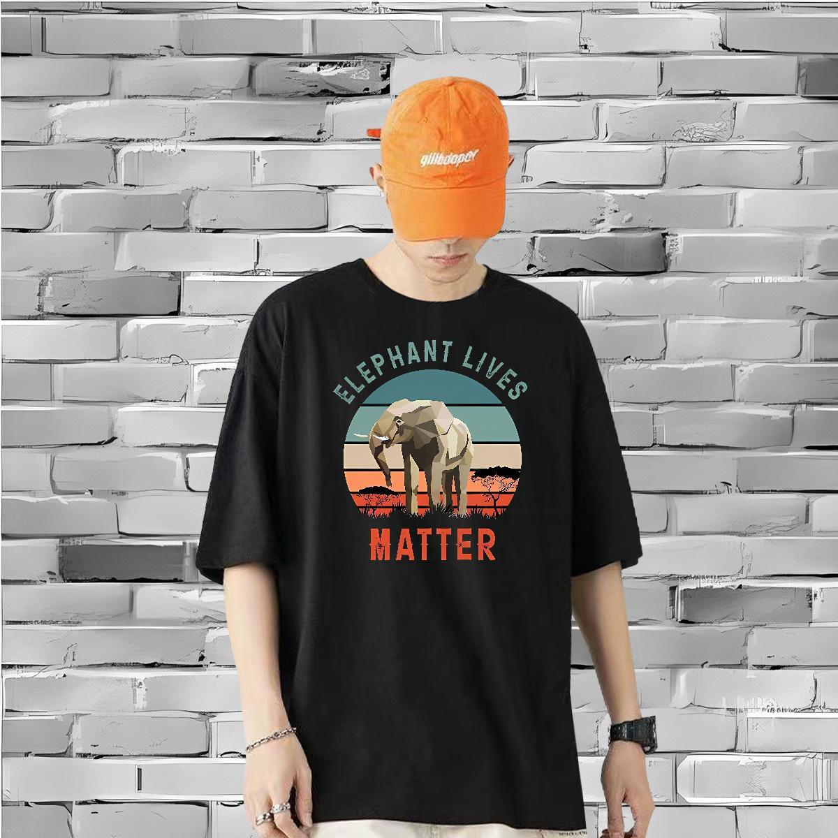 Fashion Casual Mens T Shirts 100% Cotton 230g Elephant Daily Outfit Tops Tees Crew Neck Breathable Popular Tshirt for Man Woman Oversized 3XL 4XL