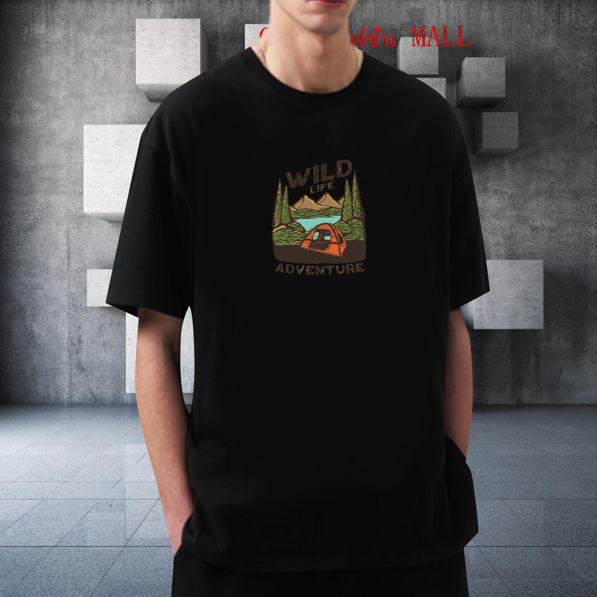 Cool Design Men Tees 230g Pure Cotton High Street Hip Hop mountains Anime Print Breathable Crew Neck DIY T shirt Clothings