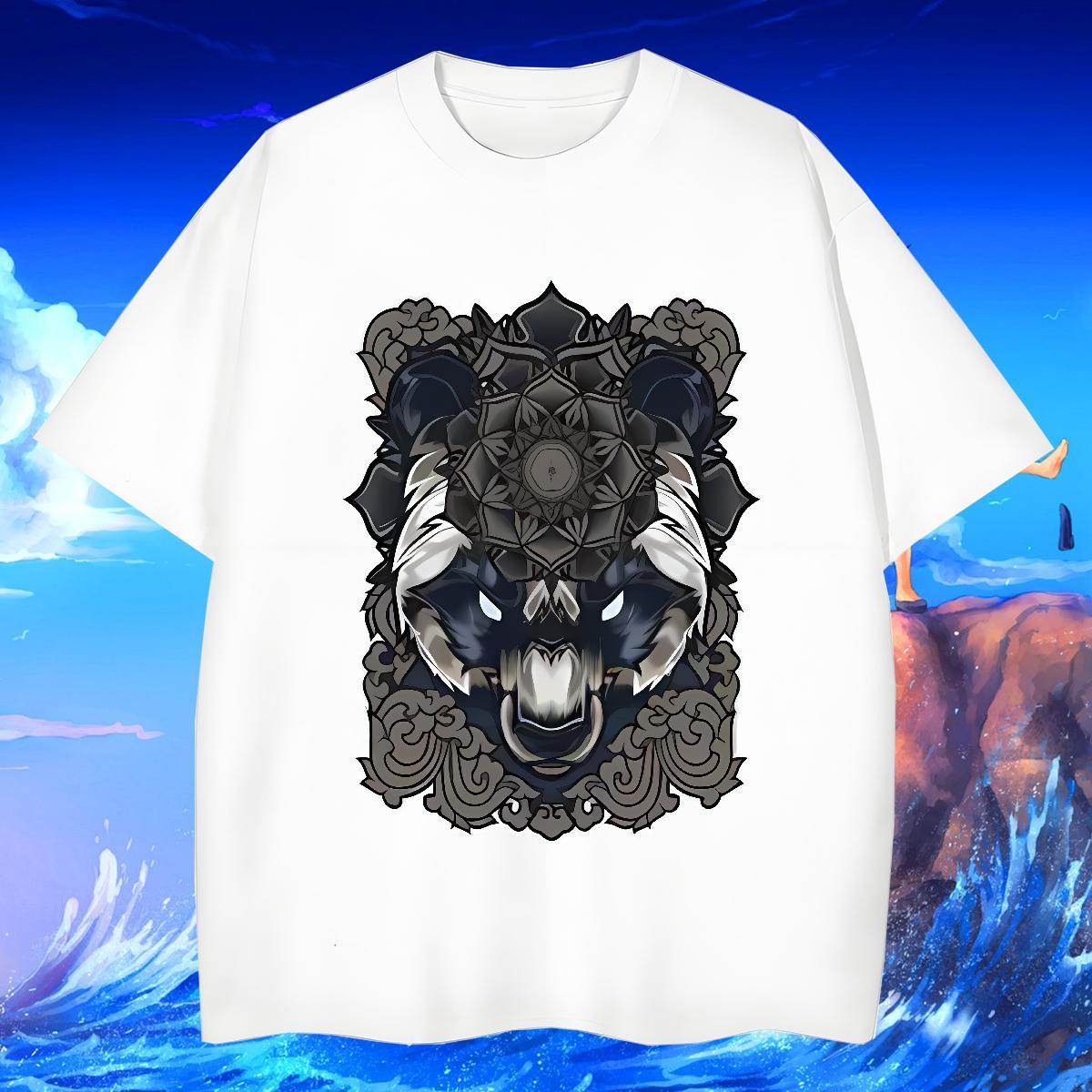 Man T Shirts 230g Cotton wolf Street Short Sleeve Soft Black Oversized Tshirt for Man Woman Fashion Designer Cool Design Polos