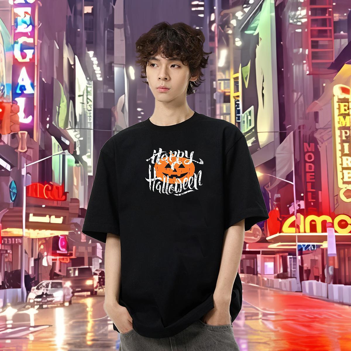 2024 Summer Mens T Shirts 230g Cotton halloween Spring Summer Top Tees Crew Neck Designer Tshirt for Man Woman Plus Size Custom