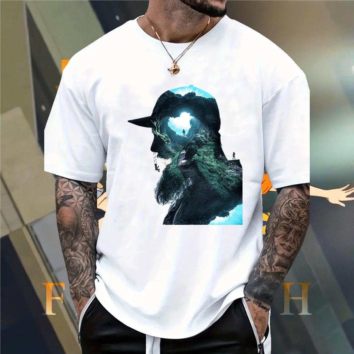 Man T Shirts 100% Cotton 230g portrait Casual Daily Wear Crew Neck Breathable Custom Printed Mens Tshirts 2024 DIY Popular Tees Shirts
