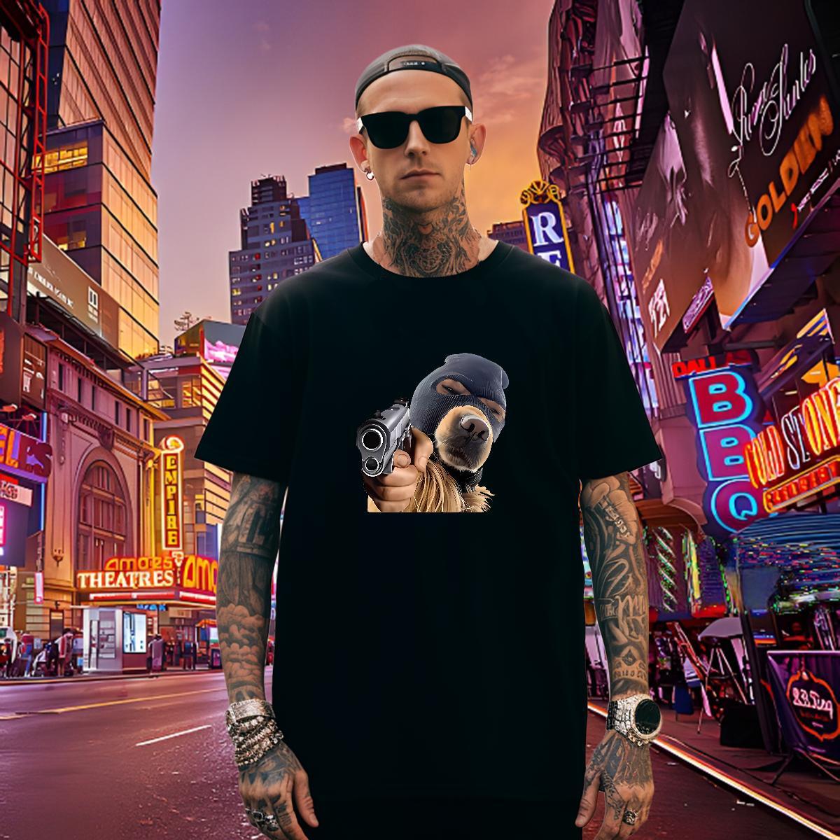 Loose Fit Tshirts 230g Cotton T Shirt For Man Hip Hop Breathable Crew Neck DIY Printed Stylist Clothes