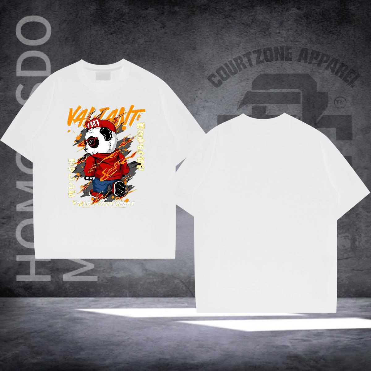 Free Shipping Mens T Shirts 100% Cotton 230g panda Hip Hop Street Tops Shirt O Neck Short Sleeves Brand Men Tees Custom Printing