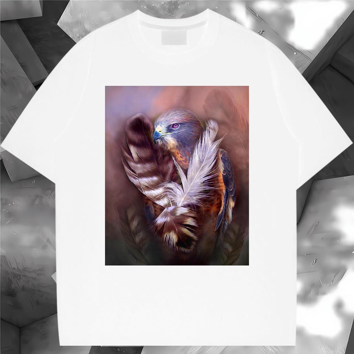Custom Men T Shirts 100% Cotton 230g eagle Spring Summer Clothes O Neck Short Sleeves Free Shipping Couples T Shirts DIY Anime
