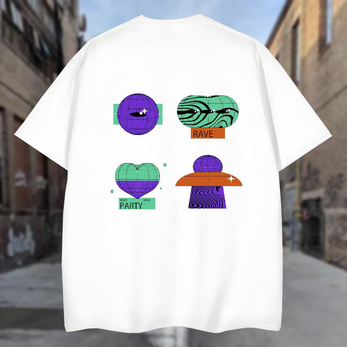 T-Shirts for Men 100% Cotton 230g planet High Street Hip Hop Breathable Short Sleeve Plus Size Custom Men Tees DIY Customized Comfortable Polos