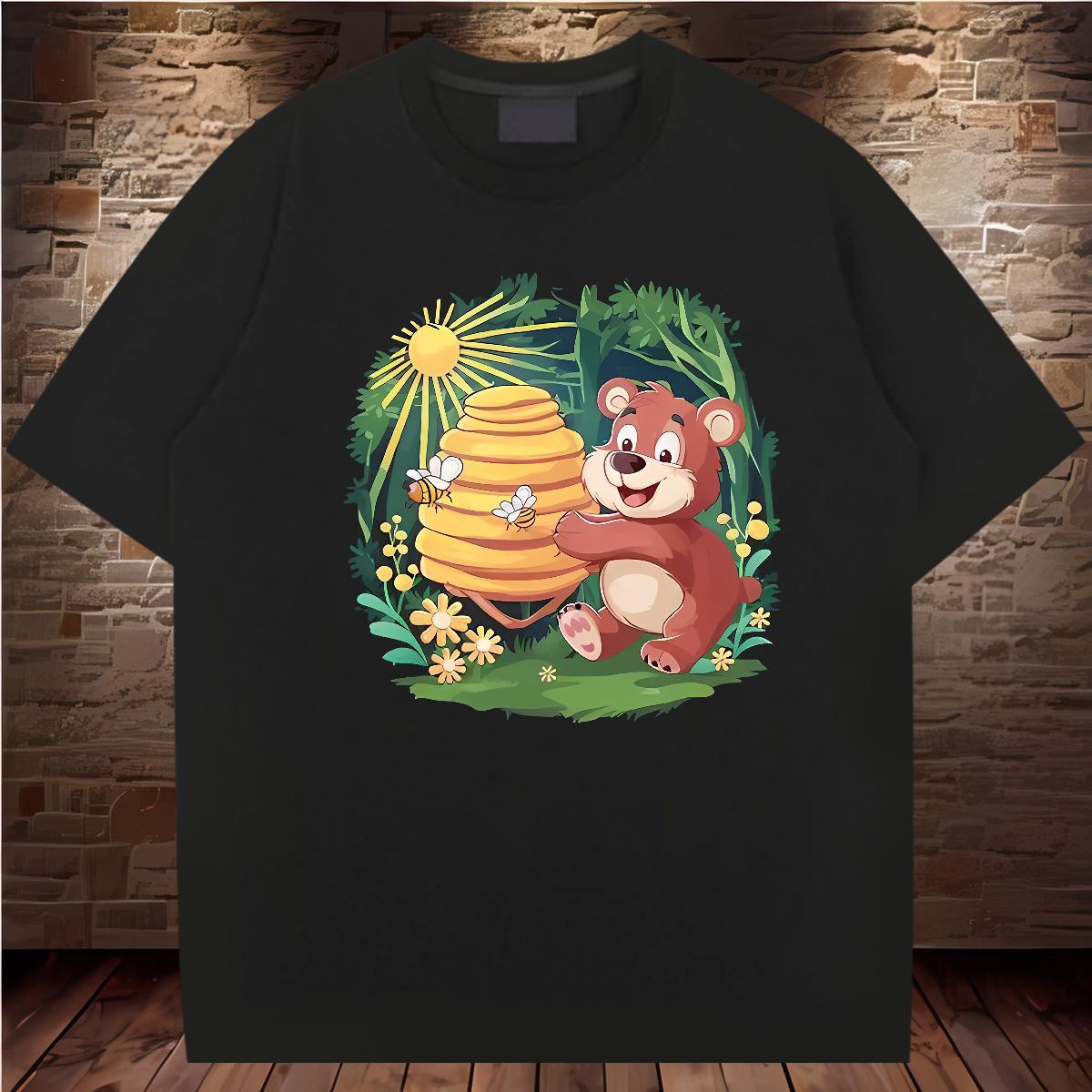 T shirt 230g 100% Cotton bear Daily Wear Crew Neck Breathable Custom Big Size Men Clothes T-Shirt Free Shipping Designer Clothings