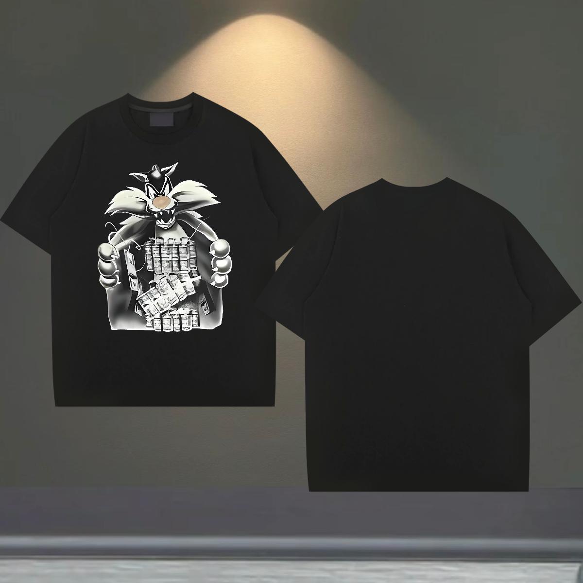 Designer Men Tshirts 230g 100% Cotton Street cat Customized Pure Cotton Classic Mens T Shirts Tops Tees