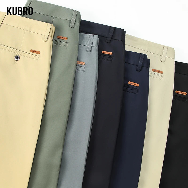 KUBRO Summer Thin Cotton Loose Straight All Match Suit Pants Korean Office Mens Business Casual Trousers Large Size 2842 240806