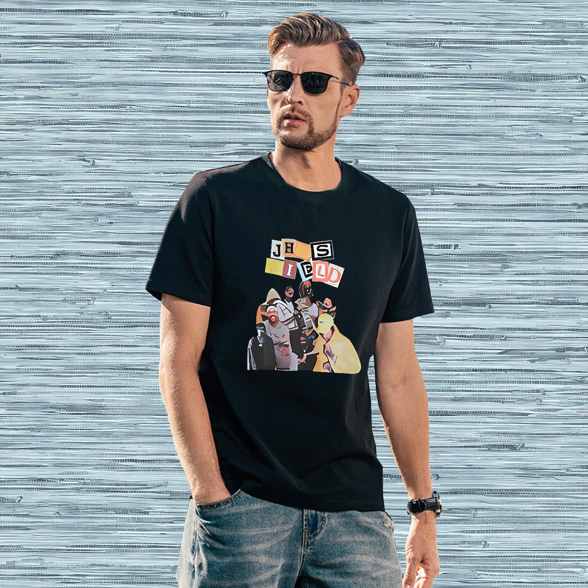 T-Shirts 230g Pure Cotton portrait Street Breathable Crew Neck White Plus Size Couples T Shirts Fashion Design Popular Wear