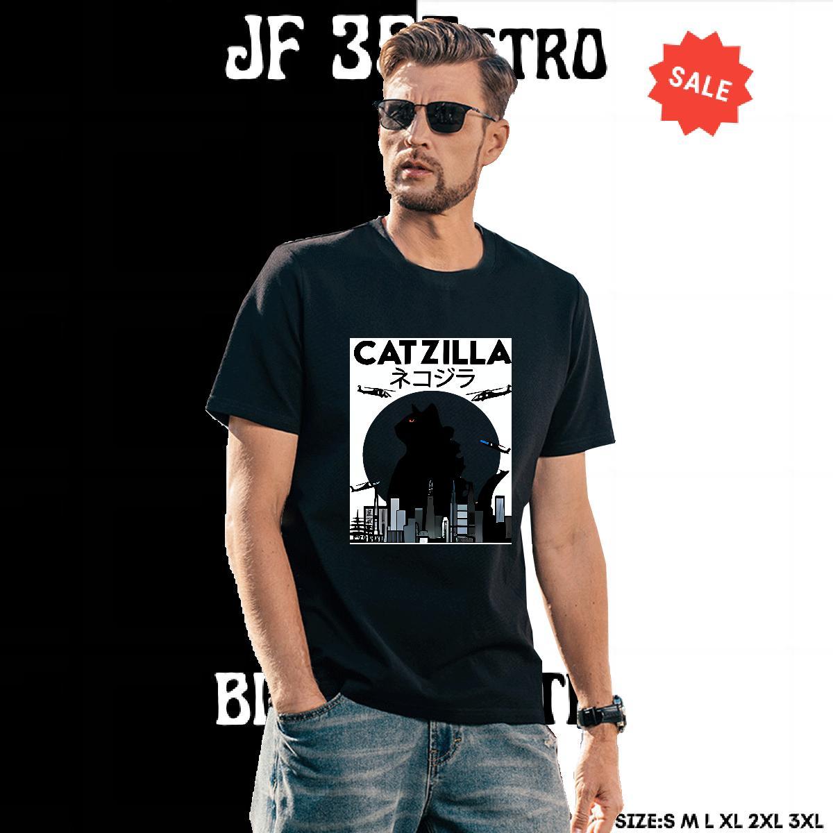 Loose Mens Tshirts 230g 100% Cotton cat T-Shirts for Men Hip Hop Street Round Neck Short Sleeve Custom Print Plus Size Fashion Tops