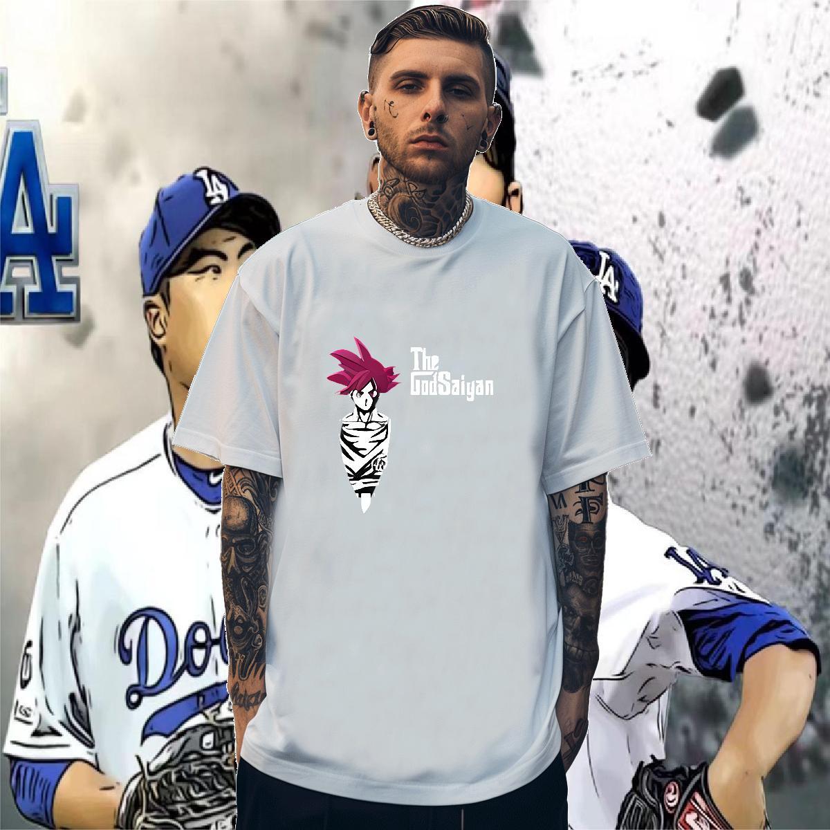 T Shirts Men 230g 100% Cotton cartoon Beach O-Neck Short Sleeve Oversized 3XL 4XL Men Tees 2024 New Loose Tees Shirts