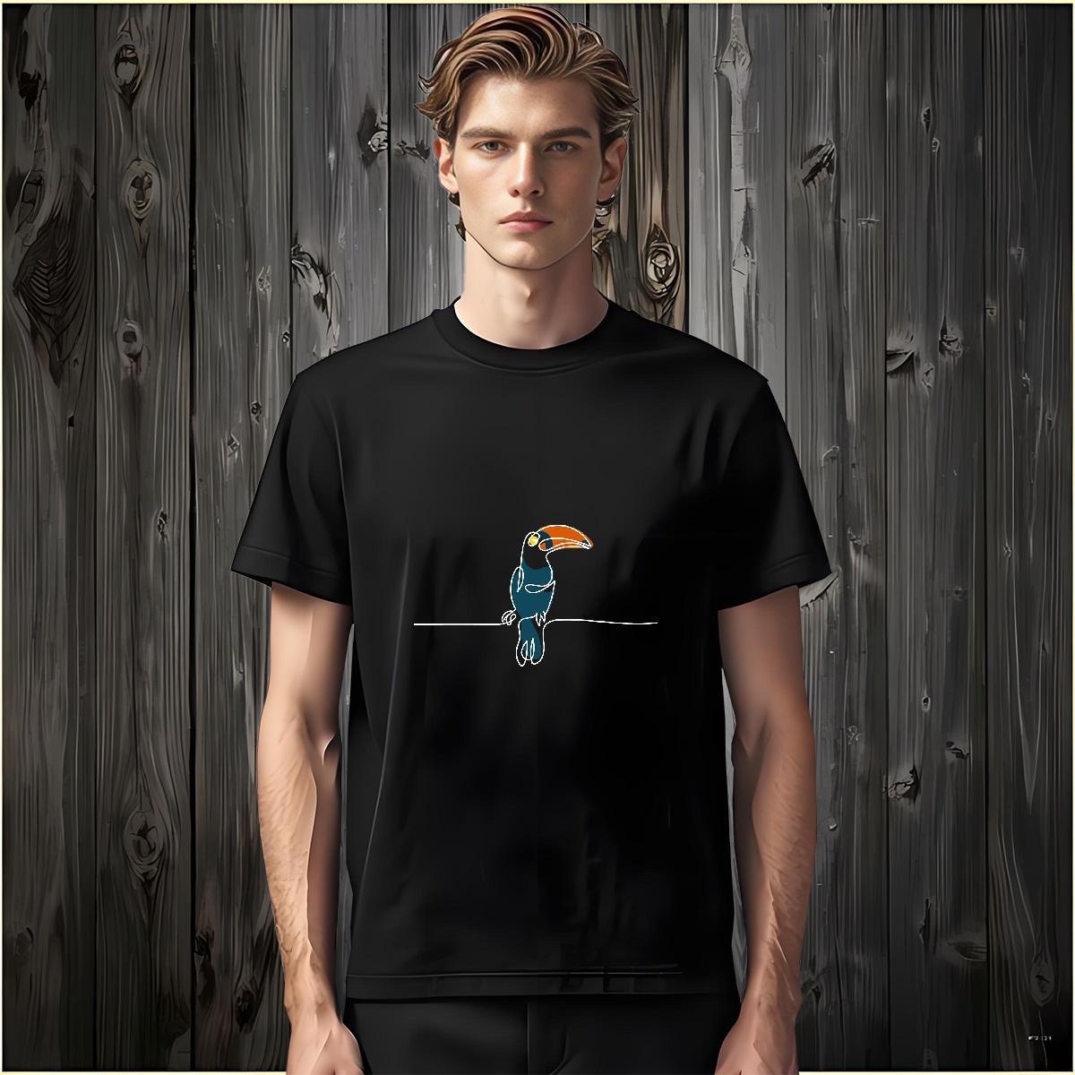 T Shirts Men 230g 100% Cotton bird Daily Outfit Breathable Skull Mens Tshirts New Arrival Unisex Polos