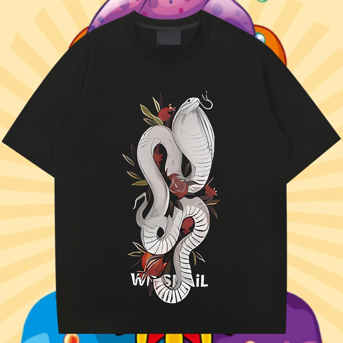 Custom T shirt 230g 100% Cotton snake Outdoor Tshirts Breathable Short Sleeve Wholesale Men Tops Tees Black Oversized