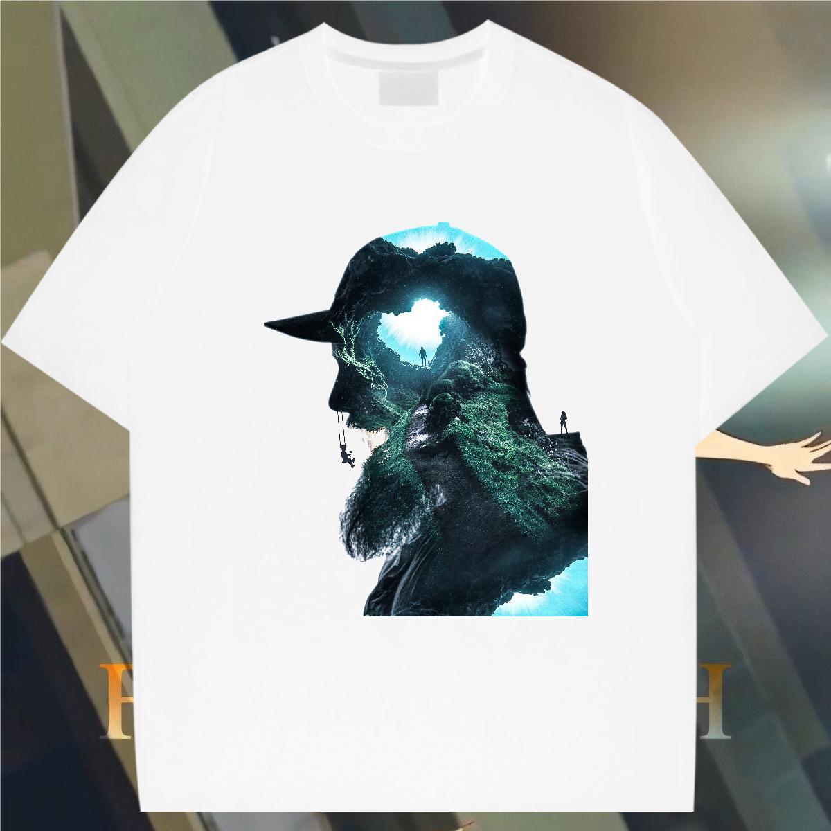 Man T Shirts 100% Cotton 230g portrait Casual Daily Wear Crew Neck Breathable Custom Printed Mens Tshirts 2024 DIY Popular Tees Shirts