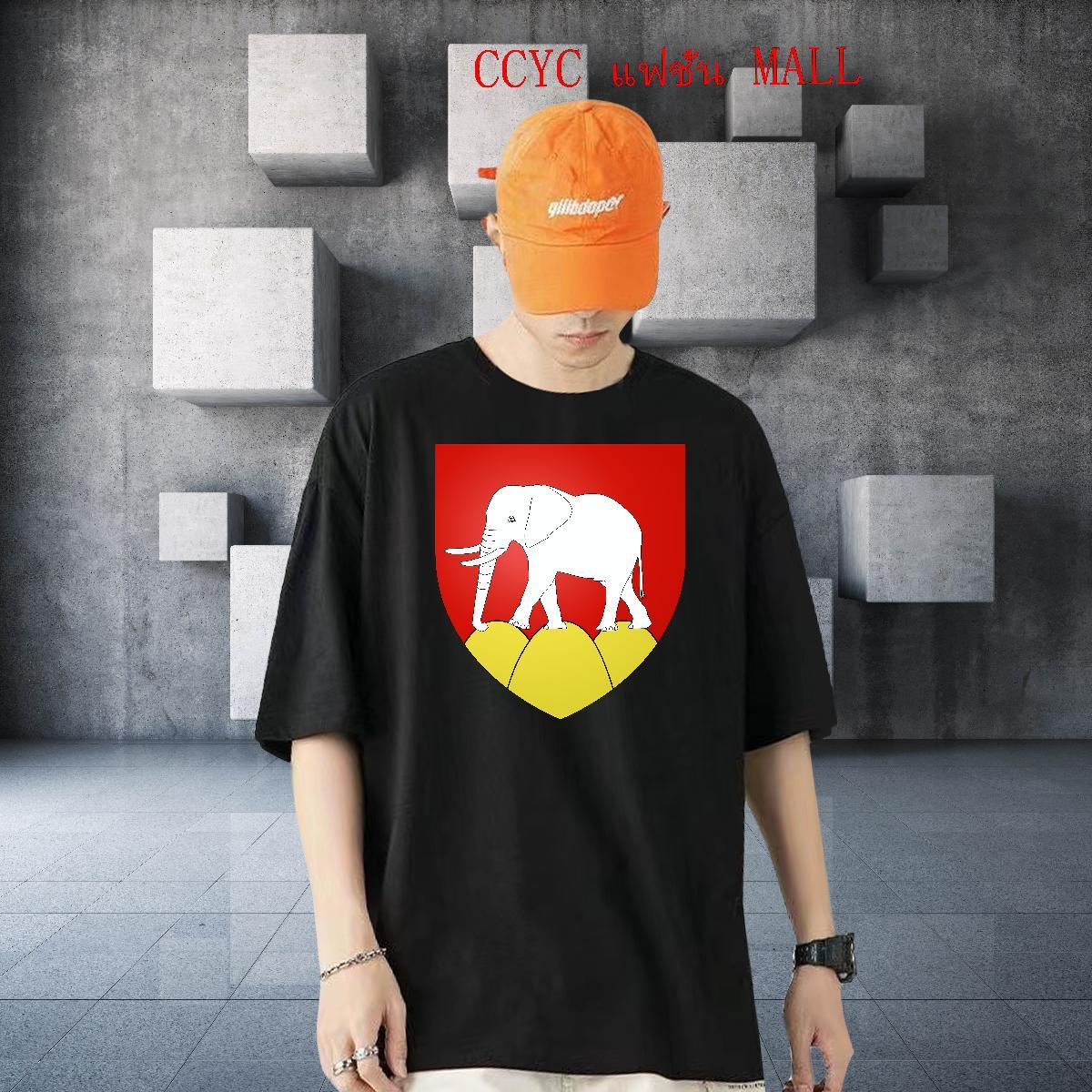 2024 Summer T-Shirts for Men 230g Cotton elephant Street Casual Tops Tees Breathable Crew Neck Brand Tshirts White Plus Size
