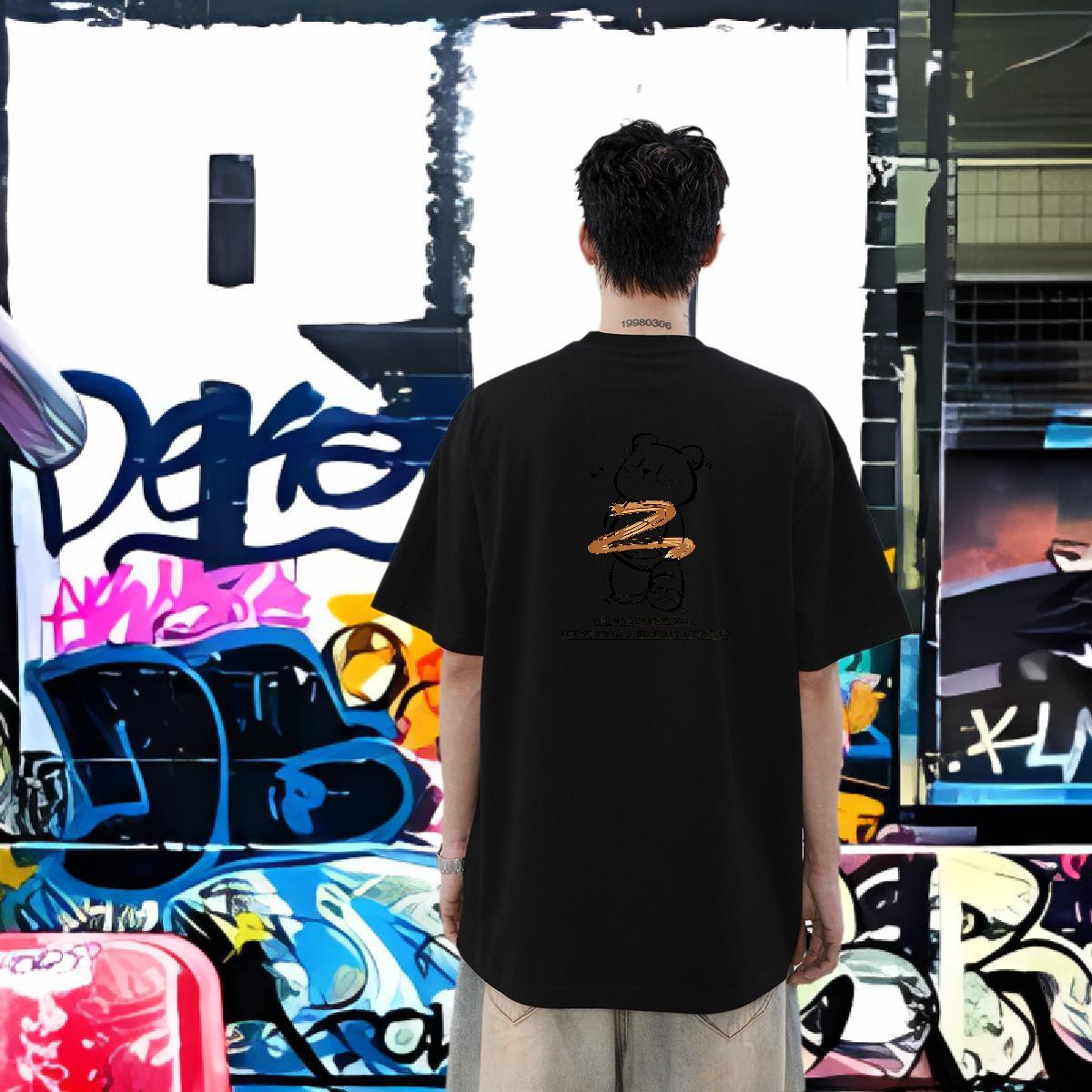Brand Men T Shirts 100% Cotton 230g bear Home Outdoor Polos Short Sleeve O-Neck Cool Design Couples T Shirts White Plus Size