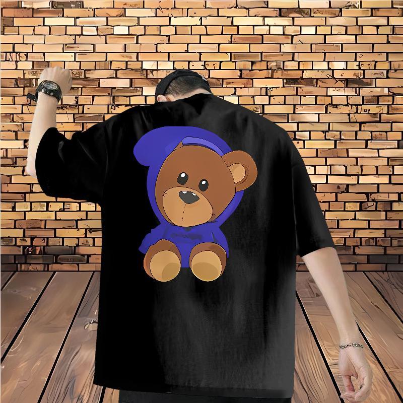 Brand T-Shirts for Men 100% Cotton 230g bear Daily Wear Tops Tees Crew Neck Cool Design Couples T Shirts Custom Anime