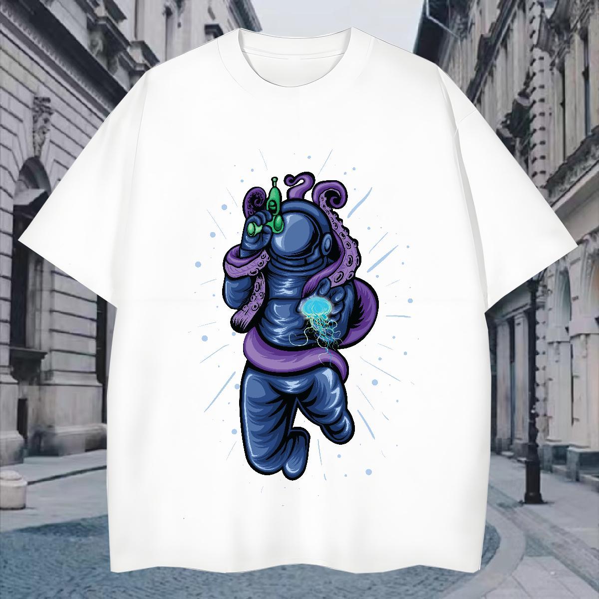 Men T Shirts 230g Cotton space Street Breathable Anime Men Tshirts 2024 Designer Cool Design Tops