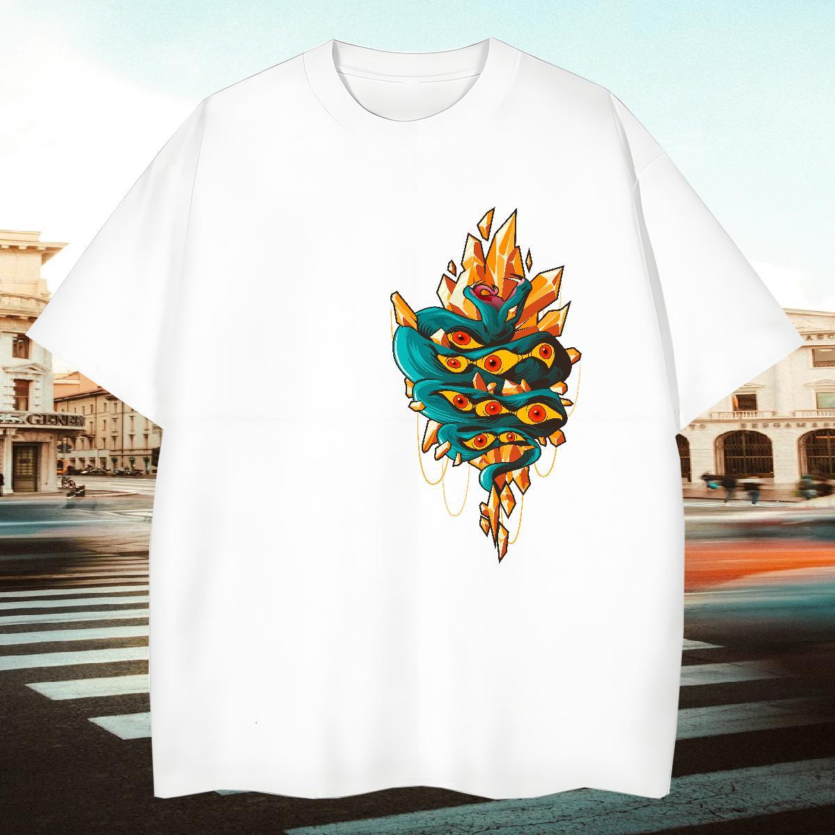 TOP Quality Men Clothes T-Shirt 230g 100% Cotton Street Casual snake Customized Breathable Crew Neck DIY Mens T Shirts Tees Shirts