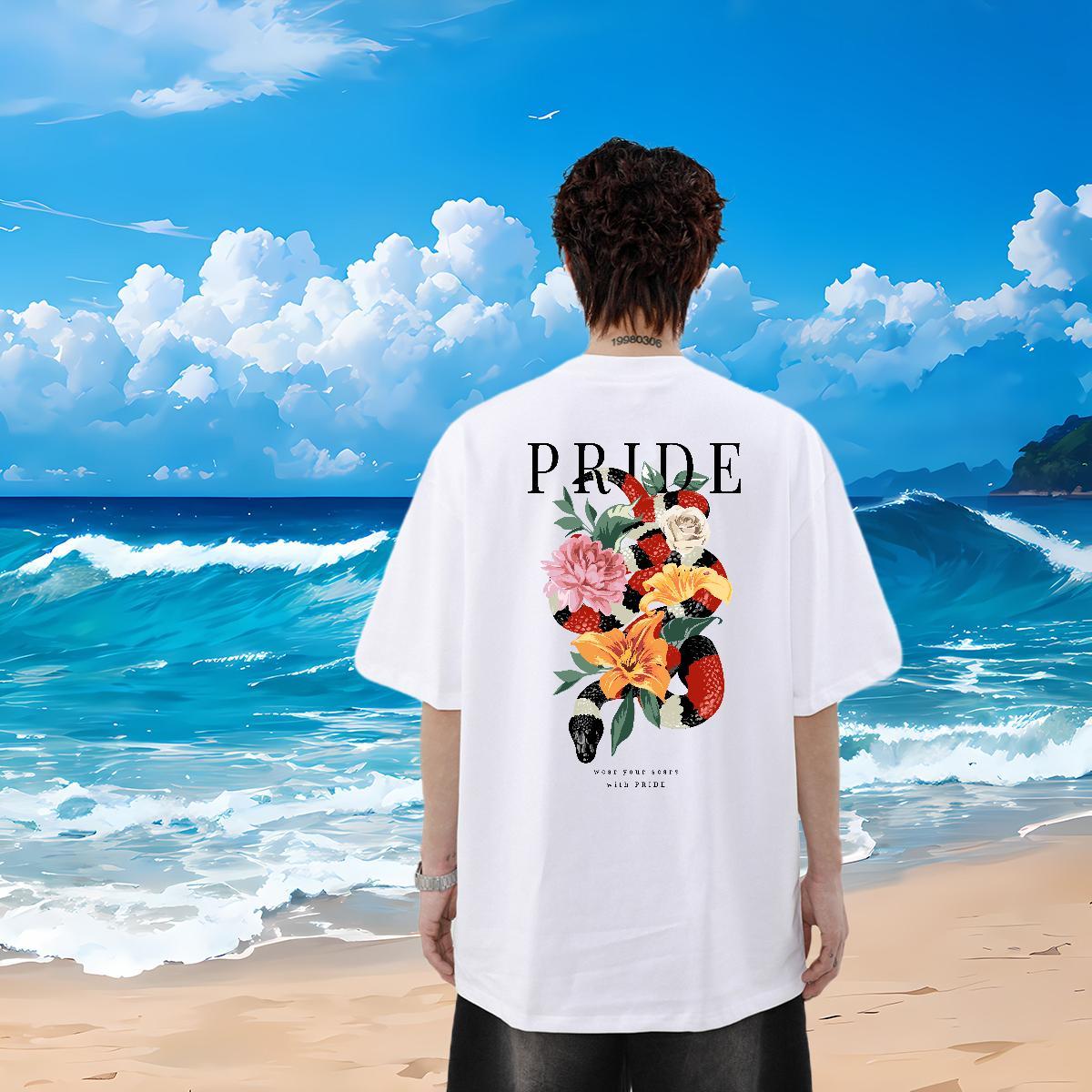 Casual New T Shirt For Man 230g Pure Cotton snake Hip Hop Tshirts Breathable Short Sleeve Comfortable Tshirt for Man Woman Oversized 4XL