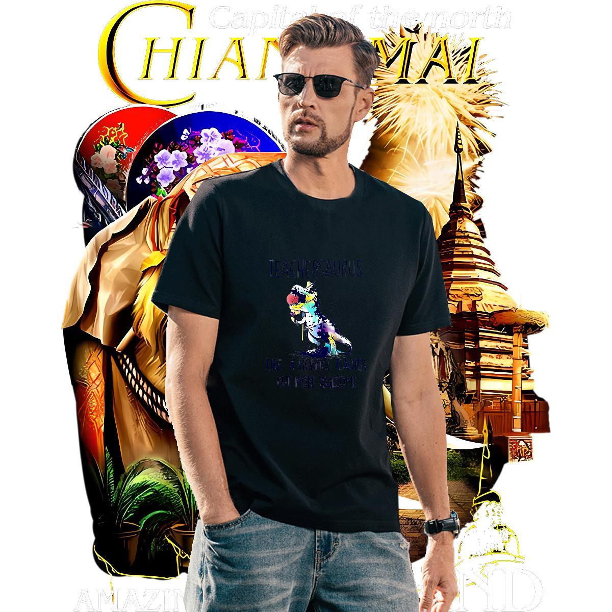 Wholesale Couples T Shirts 230g 100% Cotton dinosaur T-Shirts for Men Anime Printing Street Pure Cotton Customized Classic Tops