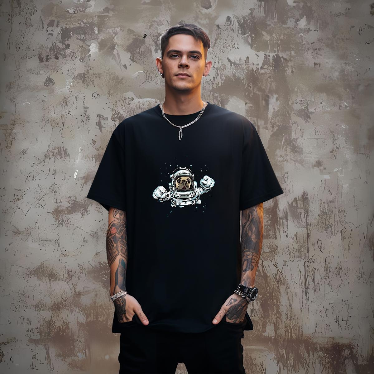 Soft Men Tees 230g Pure Cotton dog T shirt Street Breathable Short Sleeve Graphic 2024 Summer Clothes