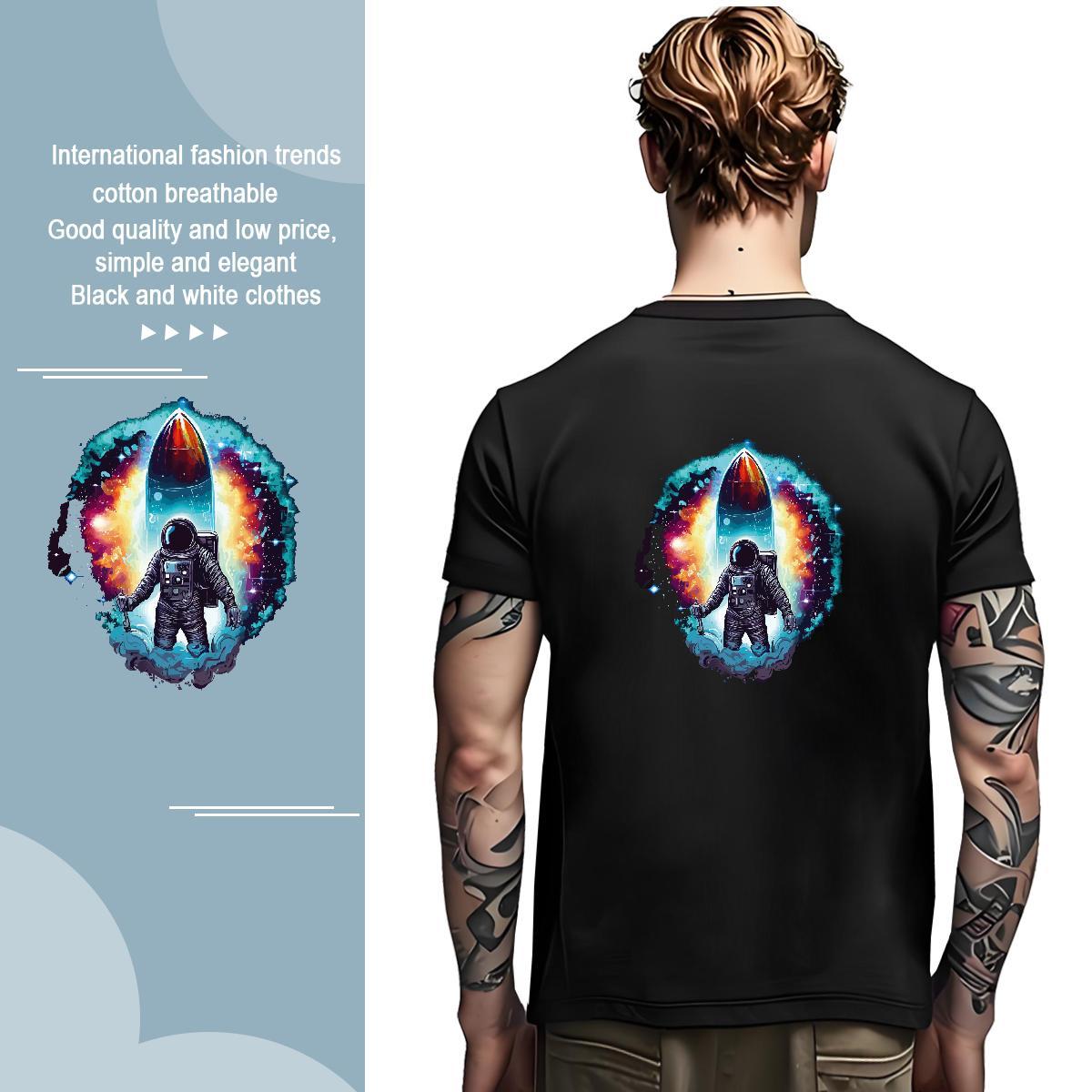 T Shirt For Man 100% Cotton 230g universe High Street Hip Hop Short Sleeve Soft Custom Cartoon Men Tops Tees New Designer Loose Clothes