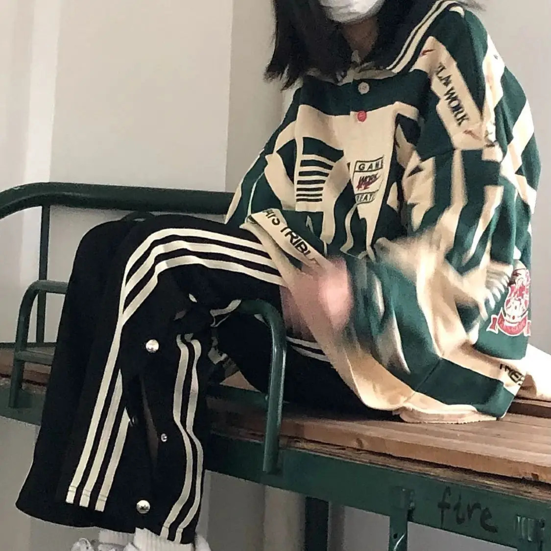 Spring and Autumn Suit for Female Students Korean Style Loose POLO Shirt Thin Printed Sweatshirt women clothing y2k tops emo 240806