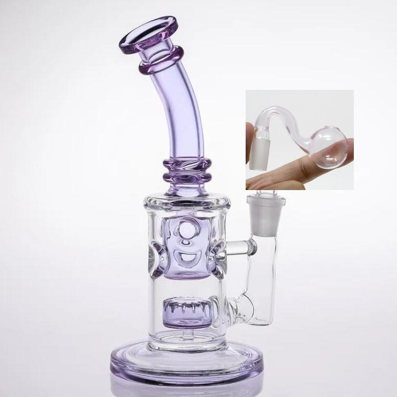 High quality hookah curved straight tube green fab egg with head accessories 8. 4 inches high glass bongs 14mm glass oil burner purple 8inch new
