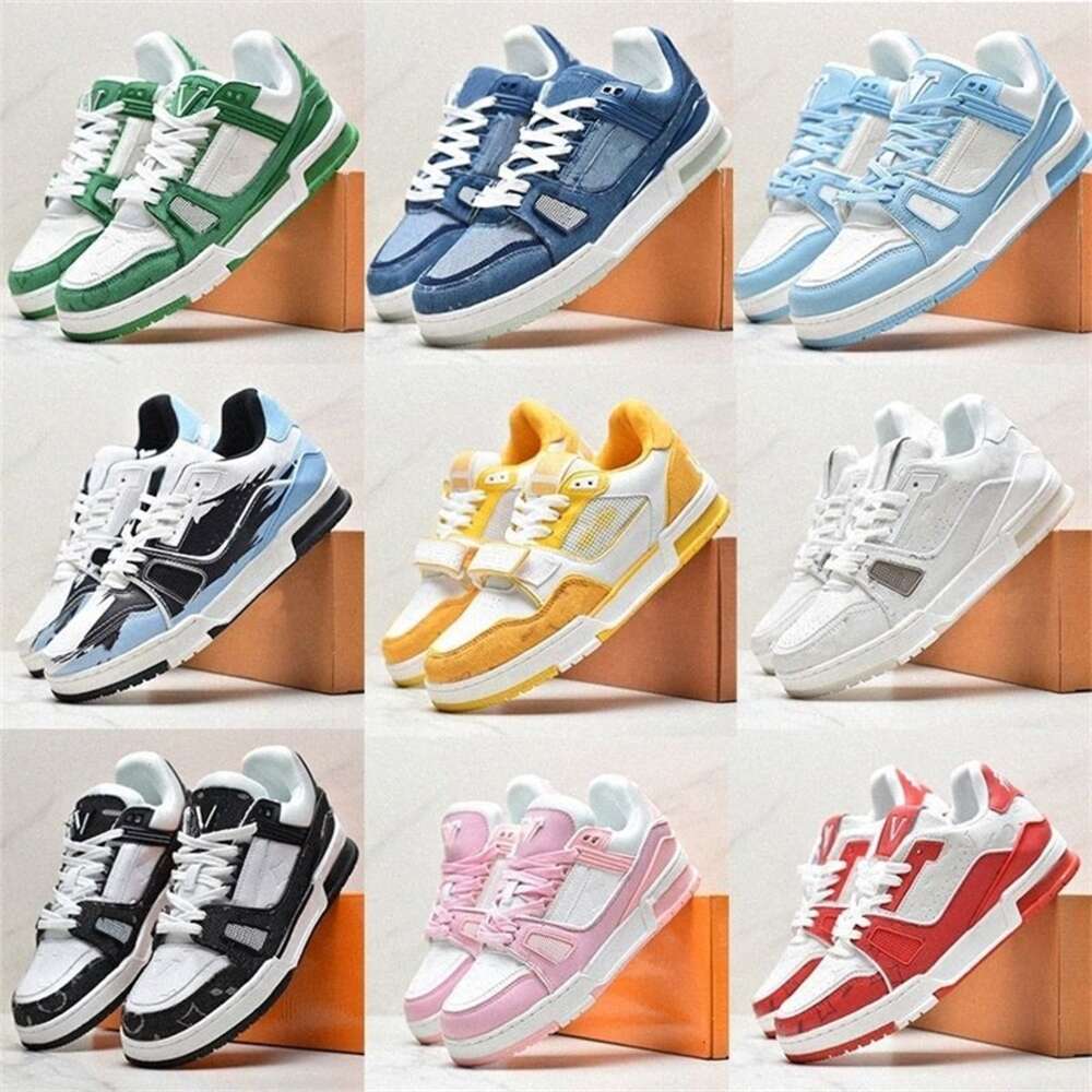 Virgil Desinger Low Emed running shoes Flat Sneaker Shoes Platform Letter Calfskin Leather Men Women Sky Blue Abloh Denim