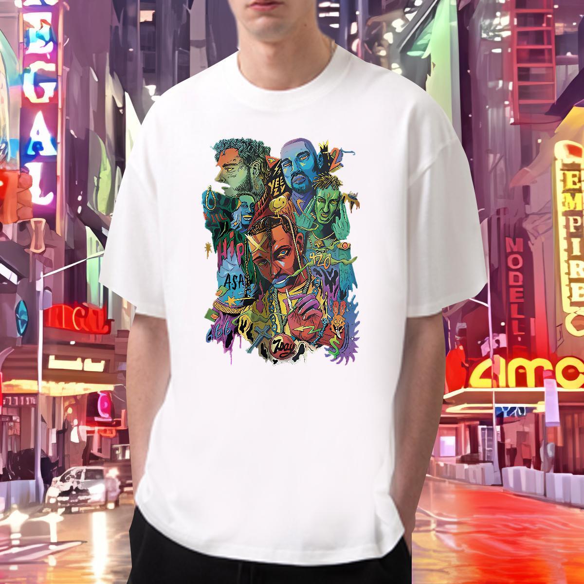 Mens T Shirts 100% Cotton 230g portrait Casual Breathable Soft Cartoon Printing L-4XL Men Clothes T-Shirt 2024 Designer Brand Clothings