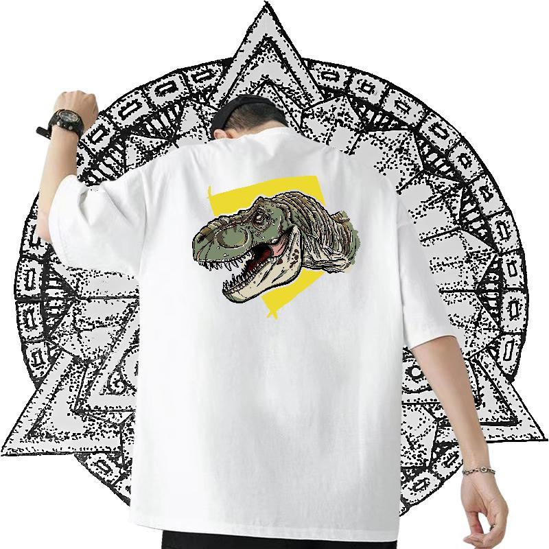 Custom Man T Shirts 230g Pure Cotton dinosaur Casual Daily Wear Polos O Neck Short Sleeves Brand Men Tops Tees DIY Printed