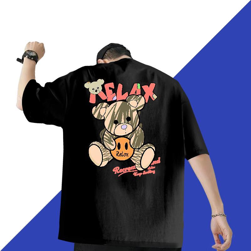 Fashion Casual T-Shirts for Men 100% Cotton 230g bear Sports Casual Clothes Breathable Short Sleeve Cool Couples T Shirts Plus Size Custom