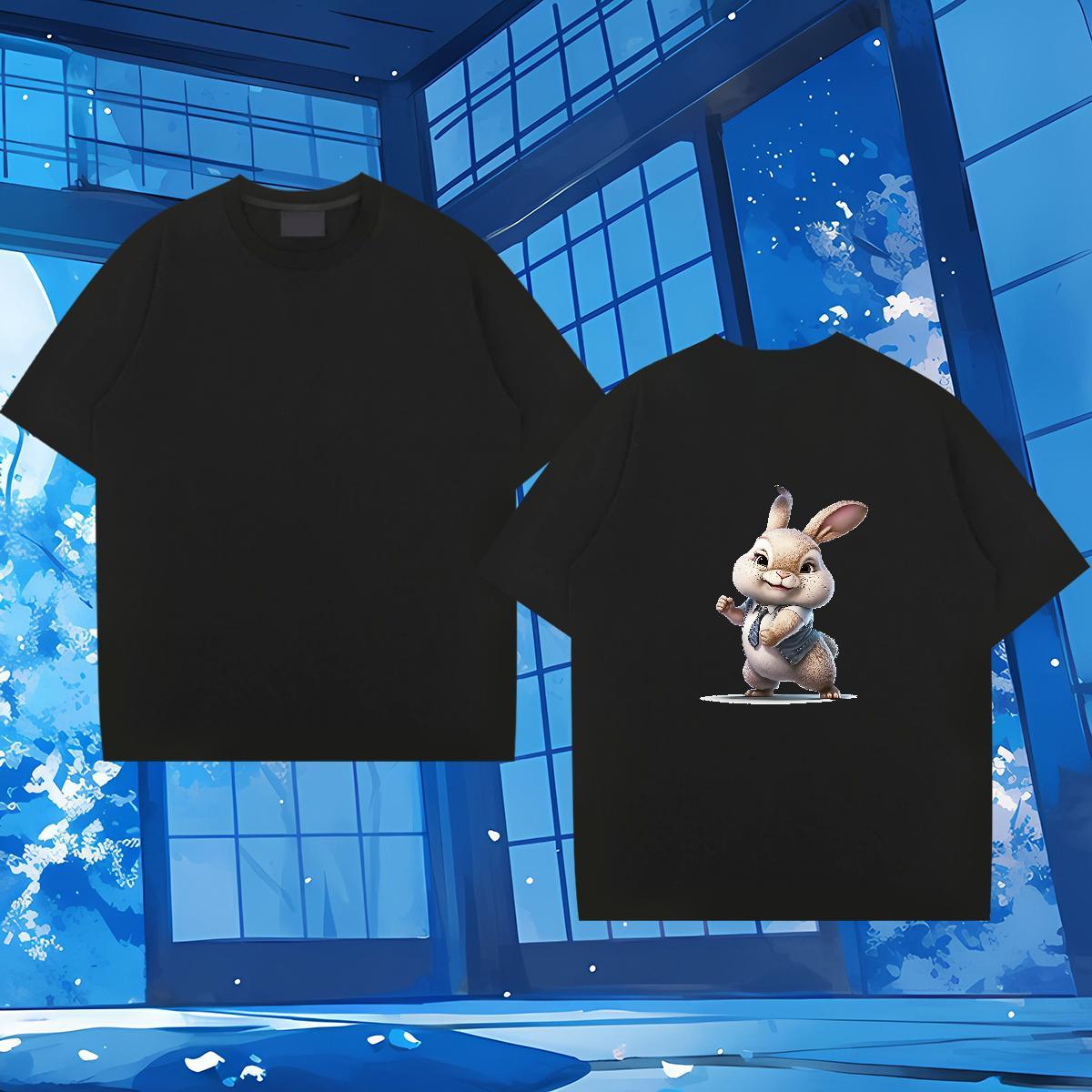 Classic Casual T-Shirts 230g Cotton rabbit Casual Daily Wear Tops Shirt Breathable Free Shipping Men Tees Anime